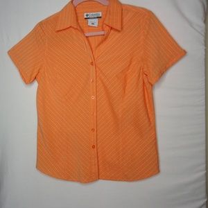 Columbia Orange & White Stripe Cap Sleeve Shirt